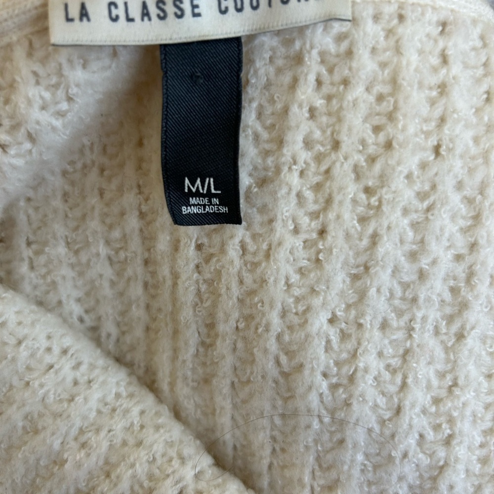 La Classe Couture Nordstrom Women's Off White Oversized Poncho Sweater - Picture 5 of 6